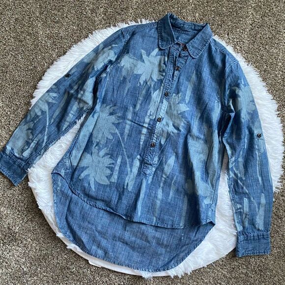 Jachs Girlfriend Button Down Denim Top Womens Size XS - Picture 1 of 10